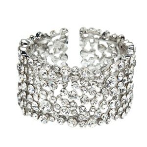 Statement Crystal Cuff Bracelet – 50mm Wide